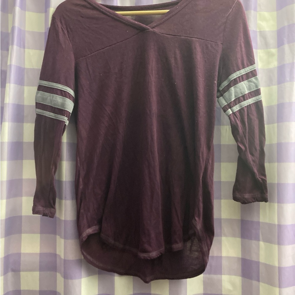 Purple Long Sleeve Top with Stripes